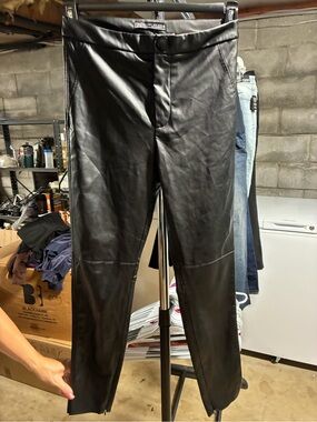 Zara Black Faux Leather Skinny Women's Trousers